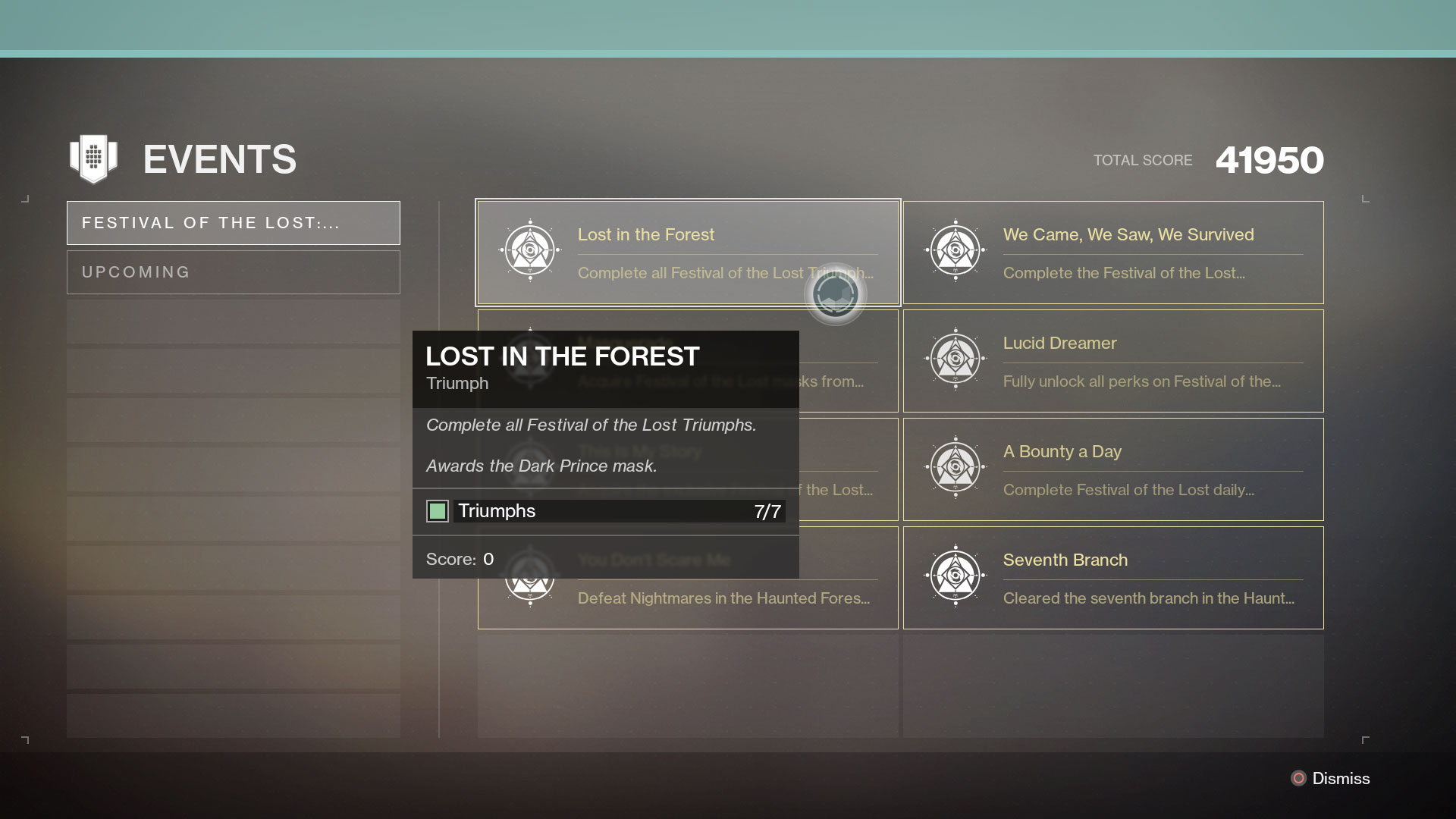 Triumphs for the Festival of the Lost event in Destiny 2